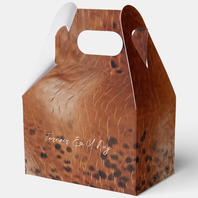 Brown Faux Leather Wedding Favour Box (Front)