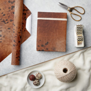 Brown Faux Leather Wrapping Paper