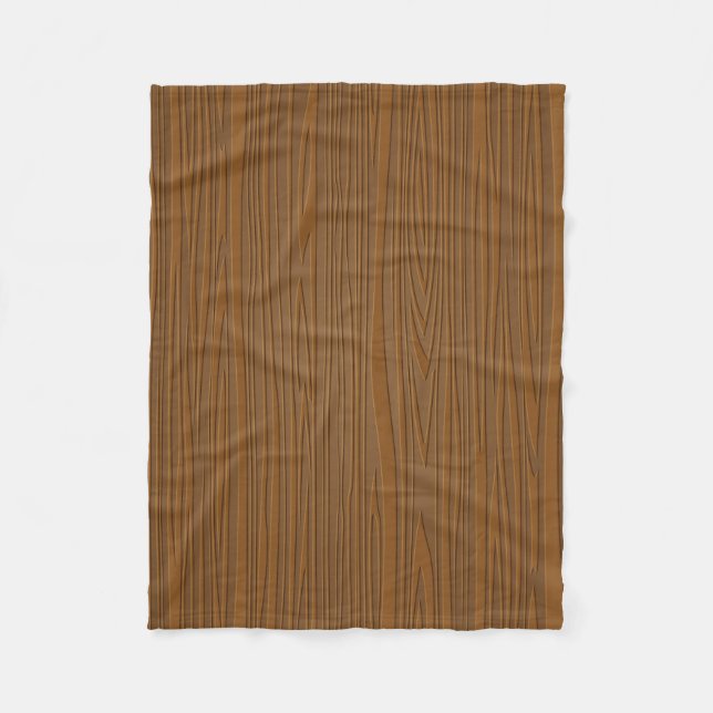 Brown Faux Wood Grain Illustration Fleece Blanket (Front)