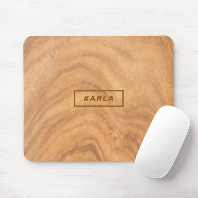 Brown Faux Wood Mouse Mat (With Mouse)