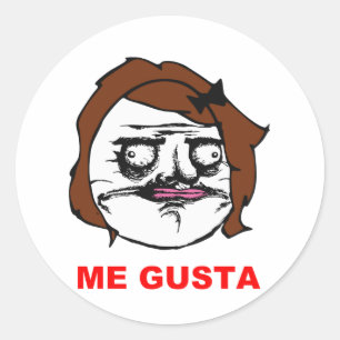 Brown Female Me Gusta Comic Rage Face Meme Classic Round Sticker