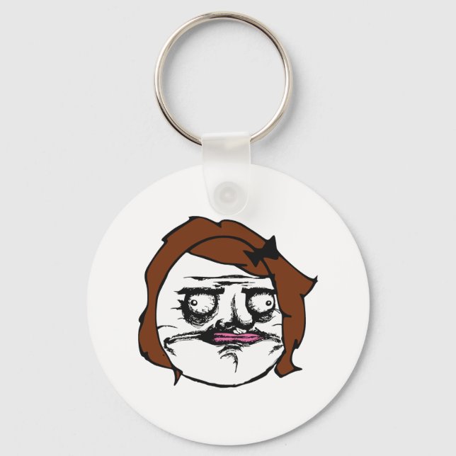Brown Female Me Gusta Comic Rage Face Meme Key Ring (Front)