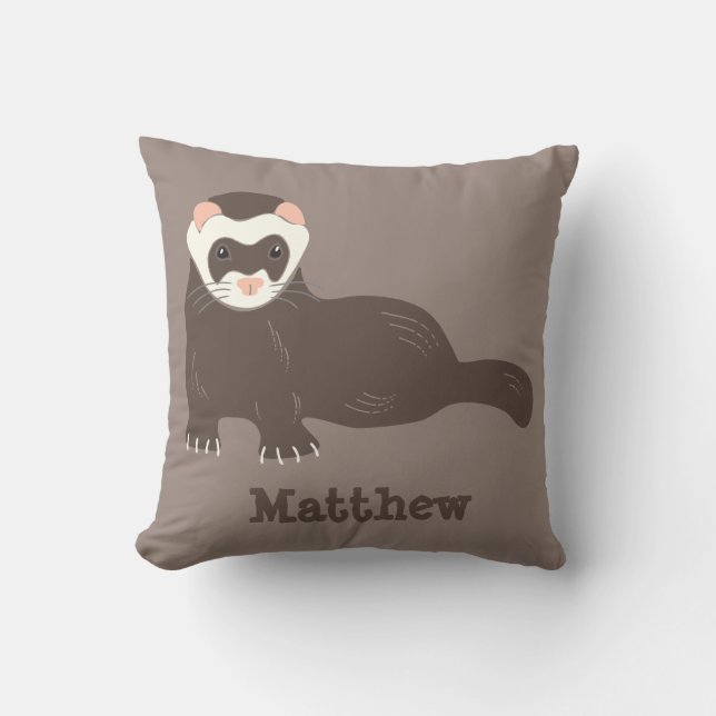 Brown Ferret Personalised Graphic Cushion (Front)
