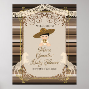 Brown Fiesta Baptism & First Birthday Welcome Sign