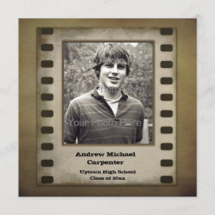 Brown Film Strip Grunge Photo Card Invitation