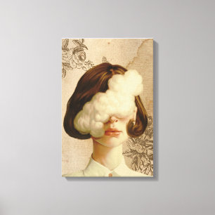 brown filter girl with smoke art canvas print