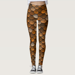 Brown Fish Scales Mermaid Leggings