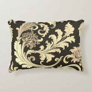 Brown Fleur Antique Pattern Decorative Cushion