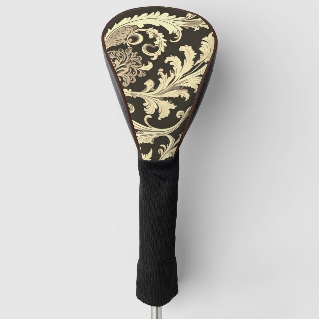 Brown Fleur Antique Pattern Golf Head Cover (Front)