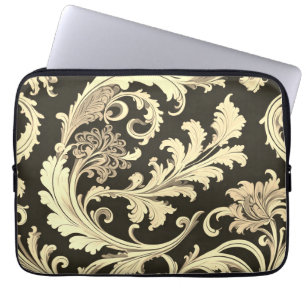 Brown Fleur Antique Pattern Laptop Sleeve