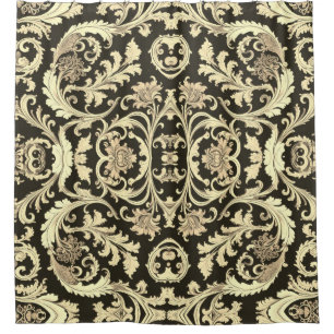 Brown Fleur Antique Pattern Shower Curtain