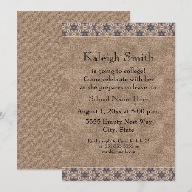 Brown Floral Abstract Trunk Party Invitation (Front/Back)