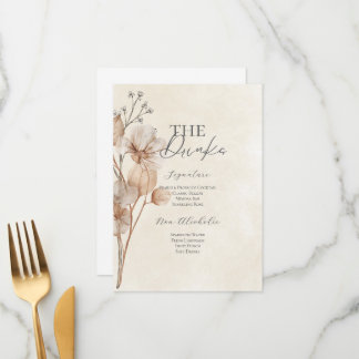 Brown Floral Bridal Shower Drinks Menu