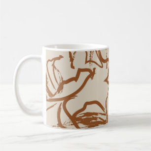 Brown Floral brush strokes seamless pattern backgr Coffee Mug