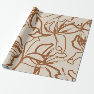 Brown Floral brush strokes seamless pattern backgr Wrapping Paper