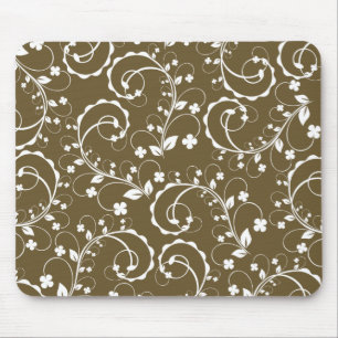 brown floral mouse mat