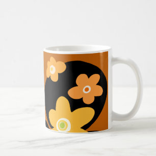Brown floral pattern coffee mug