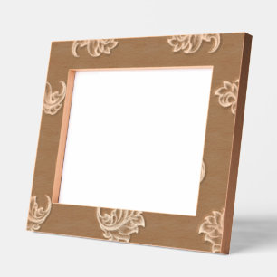 Brown floral-patterned card with an empty central etched frames