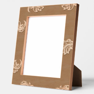 Brown floral-patterned card with an empty central etched frames