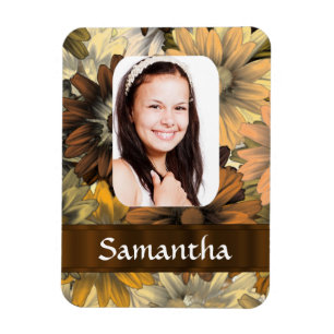 Brown floral photo template magnet