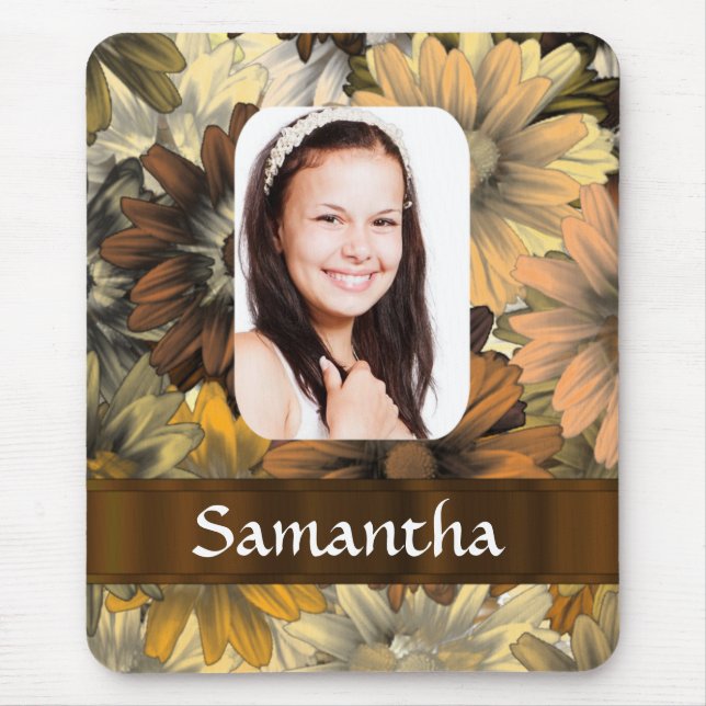 Brown floral photo template mouse mat (Front)