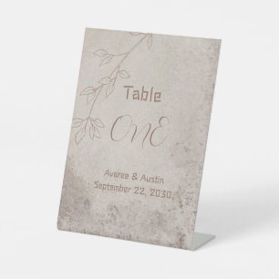 Brown Floral Print Background With Brown Text Pedestal Sign