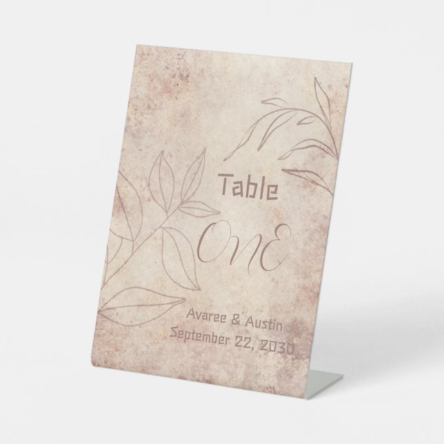 Brown Floral Print Background With Brown Text Pedestal Sign (Front)