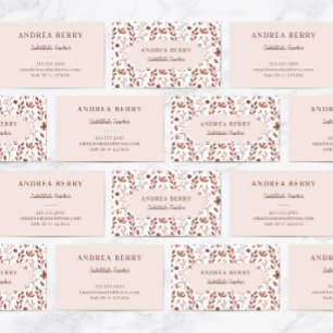Brown Floral Substitute Teacher Business Card