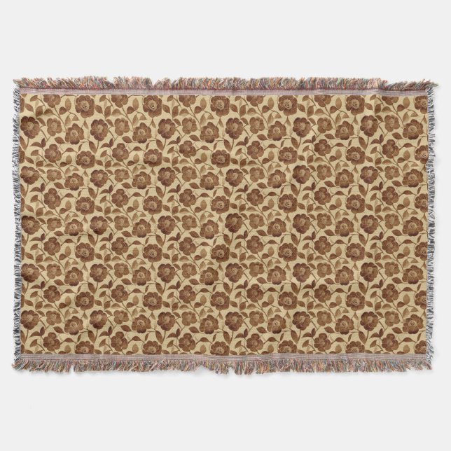 Brown Floral   Throw Blanket (Front)