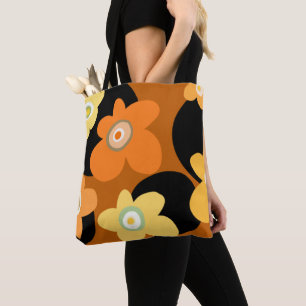 Brown floral tote bag