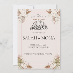 Brown Floral Wedding Invite,Nikkah Walimah,  Invitation