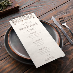 Brown Floral Wedding Theme Menu