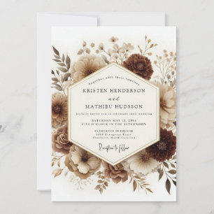 Brown Floral Woodland Wedding Invitation