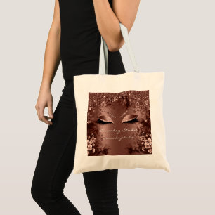 Brown Florals Eyes Glitter Drips Wedding Bridal Tote Bag