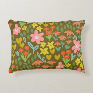brown flower meadow decorative cushion