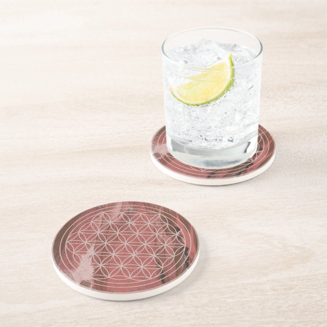 Brown Flower of Life Coaster | Sacred Geometry  (Side)