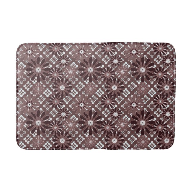 Brown , flower pattern bath mat (Front)