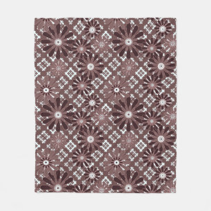 Brown , flower pattern fleece blanket