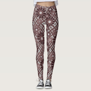 Brown , flower pattern leggings