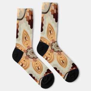 Brown Flower Pattern Socks