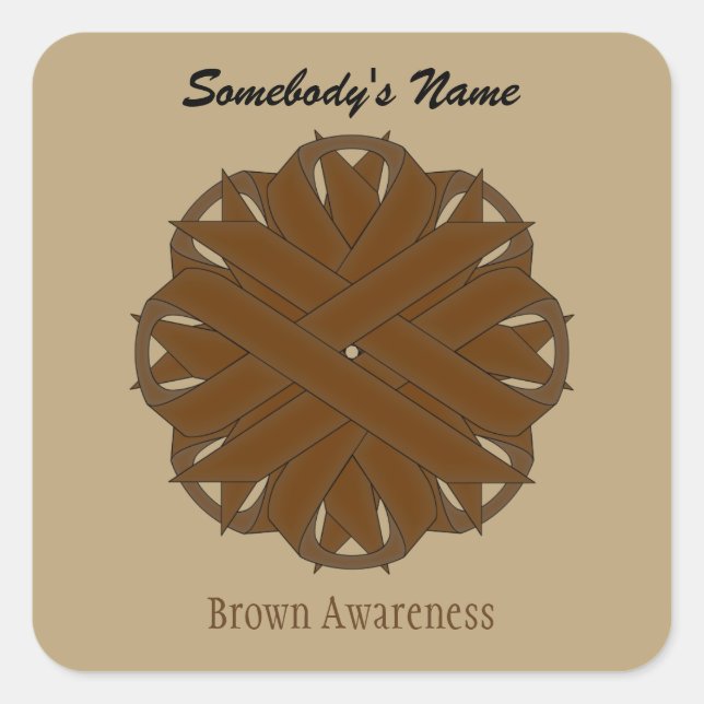 Brown Flower Ribbon by Kenneth Yoncich Square Sticker (Front)