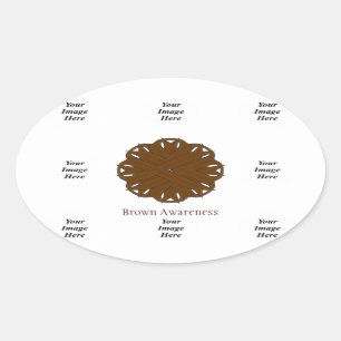 Brown Flower Ribbon Template by Kenneth Yoncich Oval Sticker