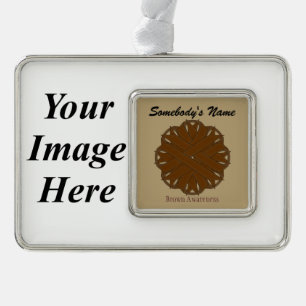 Brown Flower Ribbon Tmpl(H-I)by Kenneth Yoncich Silver Plated Framed Ornament