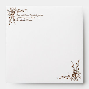 Brown Flower Swirl Wedding Envelopes