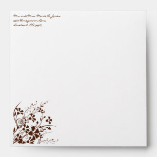 Brown Flower Swirl Wedding Envelopes
