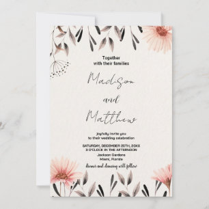 Brown Flower Wedding Invitations