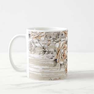brown flowers pattern on texture backgroundpattern coffee mug