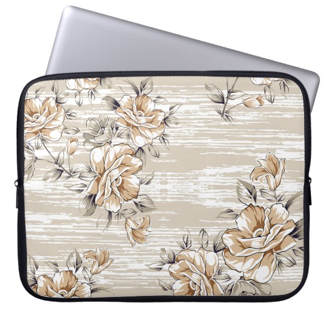 brown flowers pattern on texture backgroundpattern laptop sleeve (Front)