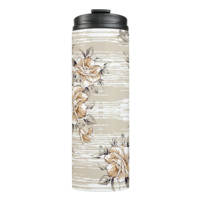 brown flowers pattern on texture backgroundpattern thermal tumbler (Front)