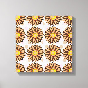 Brown Flowers pink Polka dot Floral pattern   Canvas Print
